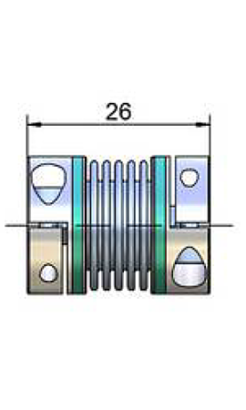 MBK-20-26-10-10 = Metallbalgkupplung, 2 x Ø 10mm