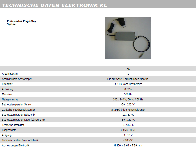 Kapazitiver-Sensor K1000, Elektronik KL