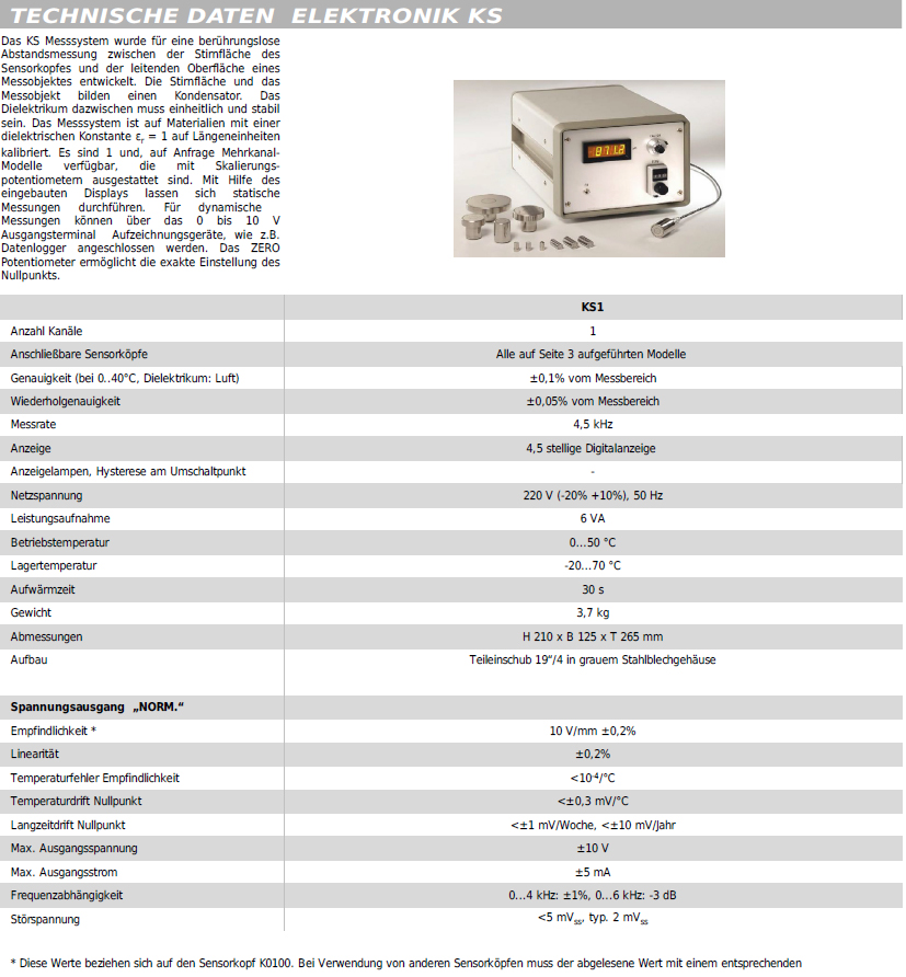 Kapazitiver-Sensor K1000, Elektronik KS